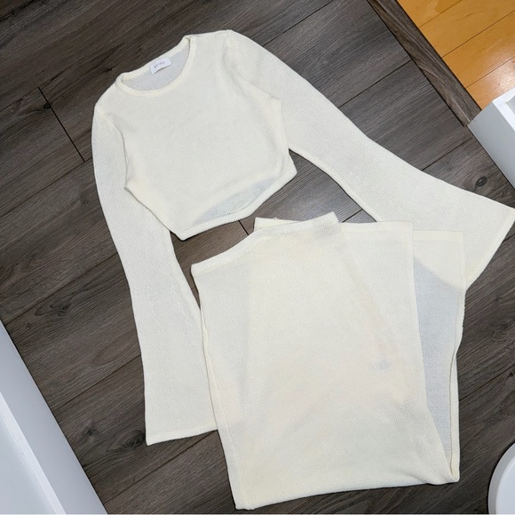 Meshki Dresses & Skirts - MESHKI Cream Knit Two-Piece Set